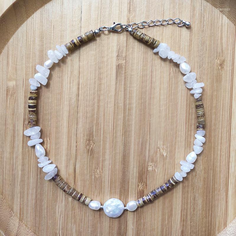 

Choker Retro Simple Freshwater Pearl Necklace Ethnic Natural Stone Wood Beads Beaded Man Women Wild Neck Accessories Gifts 2023