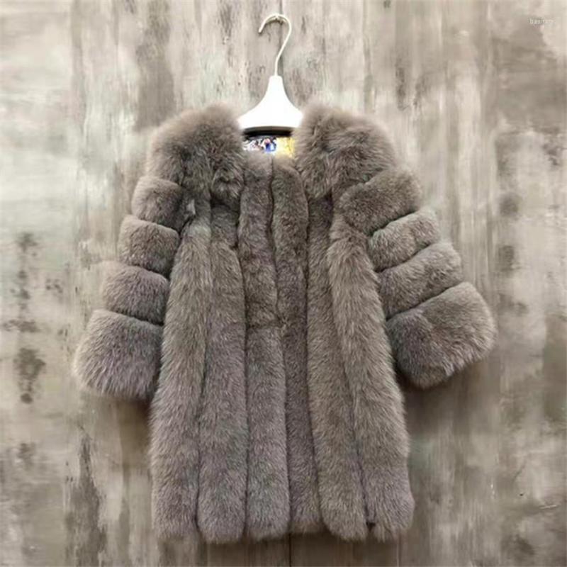 

Women' Fur Furealux Real Coat Women Winter Thick Jacket Overcoat Female Ladies Stand Collar Furs, Beige