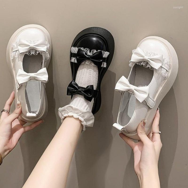 

Dress Shoes Bow Low-Top Low-Cut Pu Mid Heel (3-5cm) Flat Round Toe Rubber, Black