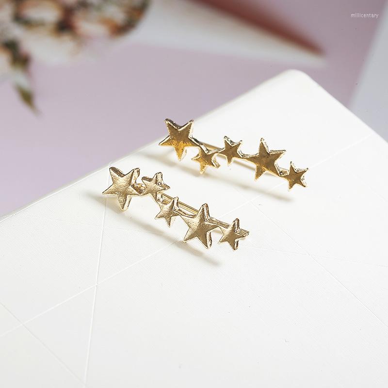 

Backs Earrings Simple Star Clip For Women Shiny Gold Color Exquisite Creative Five Ear Studs Fashion Jewelry Girl Gifts