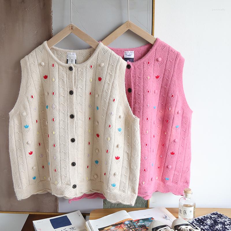 

Women's Knits 144cm Bust / Spring Autumn Women Japan Style Cute Mori Kei Girls Loose Oversized Comfortable Soft Woolen Sweaters Vest, Pink