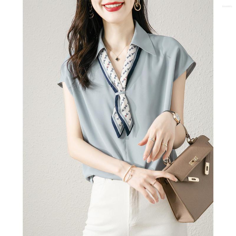 

Women's Blouses Women Summer Elegant Short Sleeve Lace Up Tie Bow And Shirts Casual Tops Sexy Pullover Tunic, White