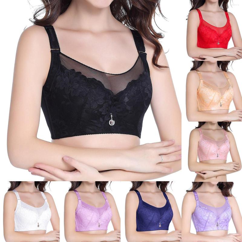 

Bras Women Full Cup Thin Underwear Wireless Sports Bra Lace Breast Cover No Back Fat Light Support, Black