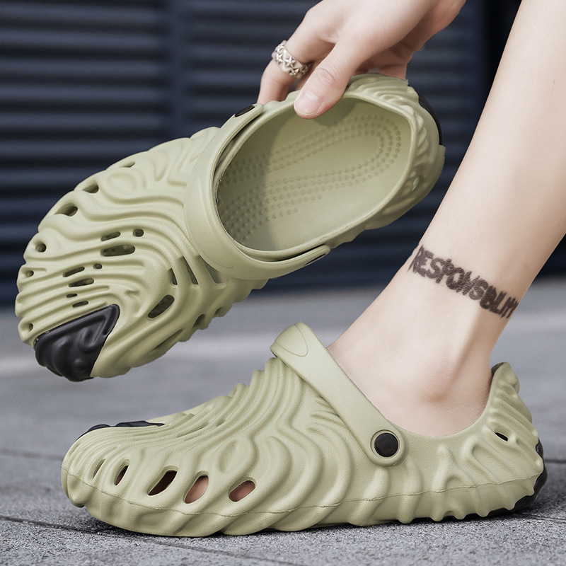 

Sandals men women summer cross-border new style hole shoes platform non-slip-feeling casual beach shoes CROS HA6911-2, Pink-purple