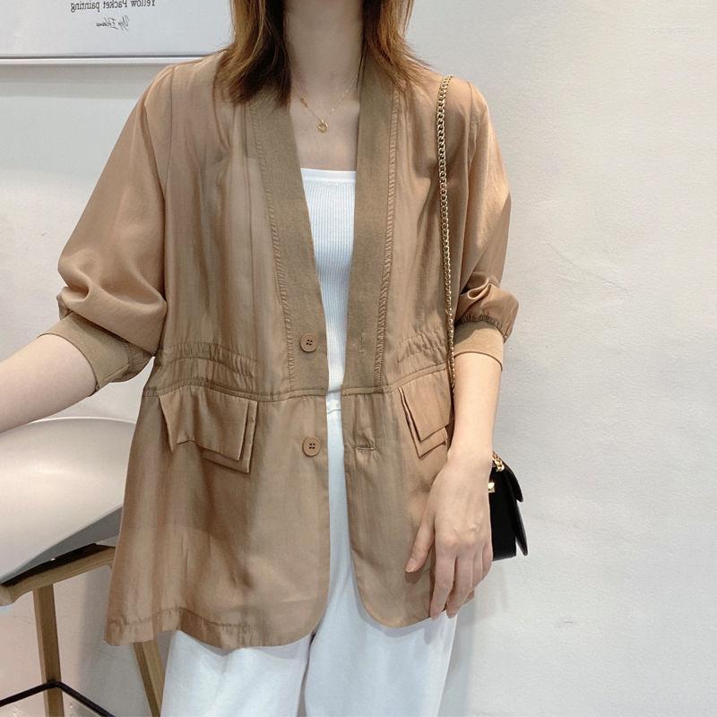 

Women's Suits European Jacket Female 2023 Summer Product Sunscreen Coat Women Solid Suit Cardigan, Black
