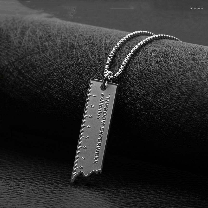 

Pendant Necklaces Fashion Retro Tide Brand Broken Ruler Necklace Hip Hop Jewelry Men And Women