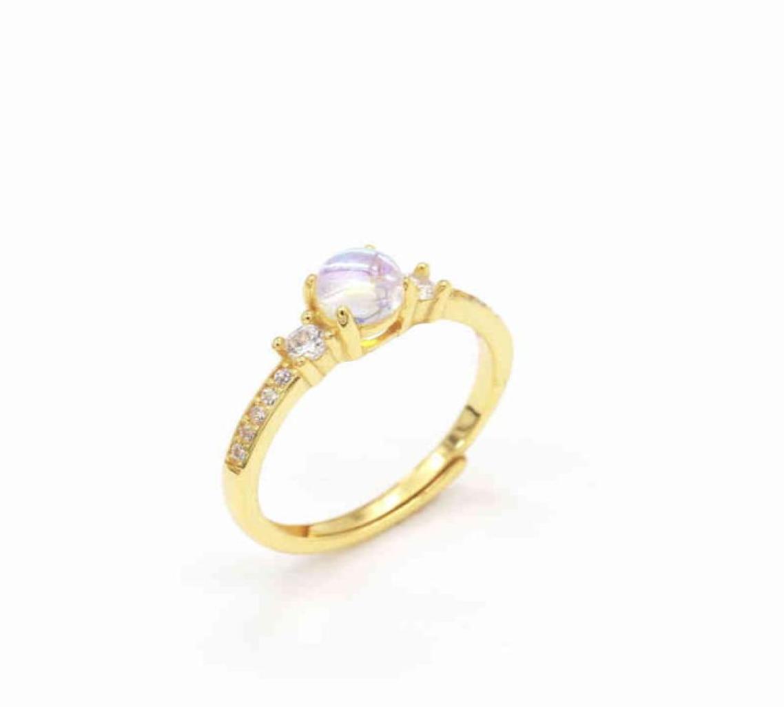 

925 Silver Rings Moonstone And Diamond Plated 18ct Gold Rings Luxury Fashion Ring For Women6680454