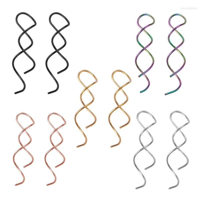 

Dangle Earrings Women Girls Wire Threader Stainless Steel Twisted Curved