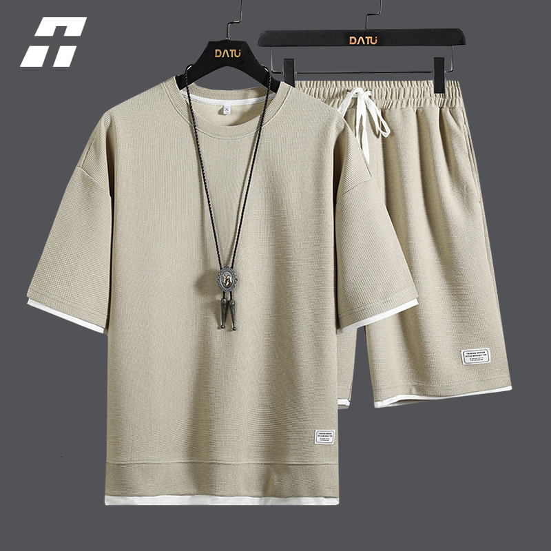 

Men's Tracksuits Mens Waffle Clothing 2 Piece Set Summer Tracksuit Men Jogging Suit Male Harajuku Hip Hop Running Patchwork Sweatshirts Sets 230512, Ptz3200white