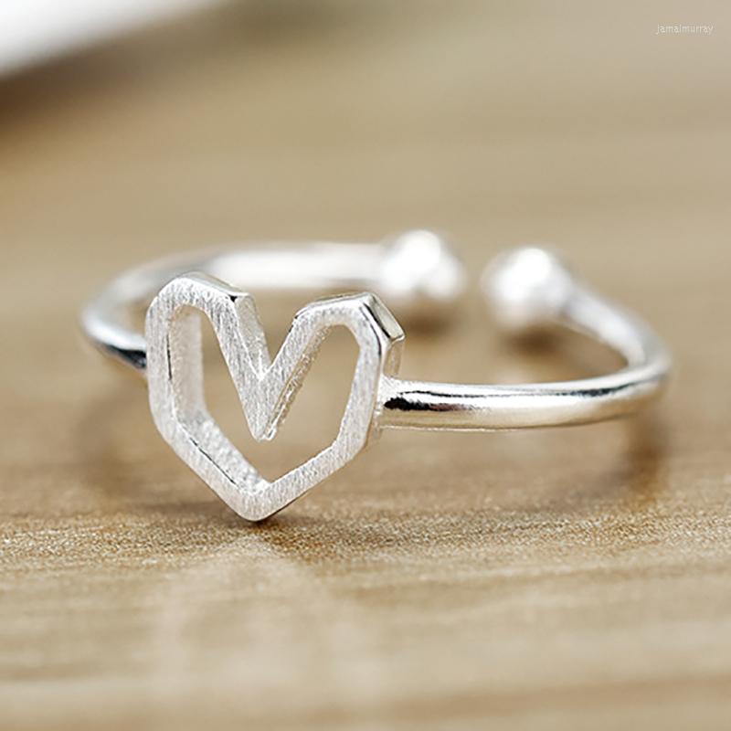 

Wedding Rings Simple Fashion Heart Love Silver Color Adjustable Promise Ring For Women Small Sweet Dainty Trendy Jewelry Wholesale
