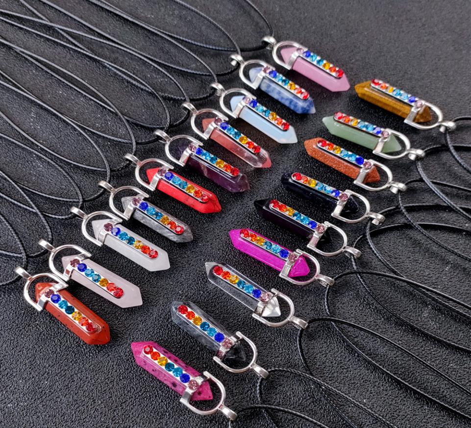 

Natural Stone Hollow Tree of Life Necklace Hexagonal Bullet opal Amethysts Quartz Pink Crystal Chakra Pendulum Necklace7713635