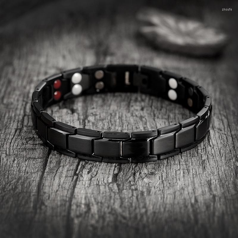 

Bangle Men's Classic Health Energy Bracelet Black Link Stainless Steel Magnetic Hematite Women's Gifts