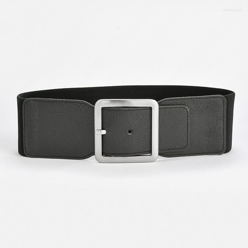 

Belts Women Stretchy Wide Waist Belt Ladies Elastic Dress Cummerbund Pin Buckle Stretch Fashion Cinch, Black