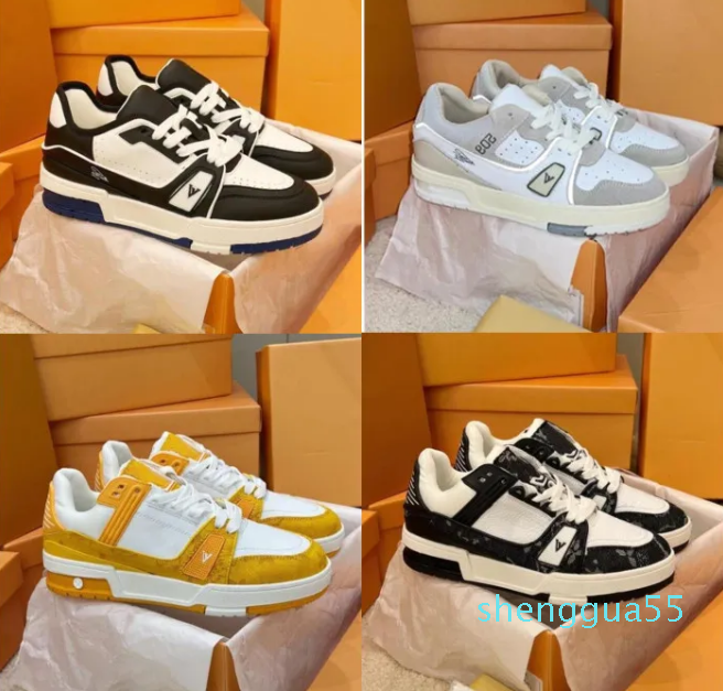 

2023 Designer Sneaker Casual Shoes Calfskin Leather Abloh White Green Red Blue Letter Overlays Platform Low Sneakers Size 36-45