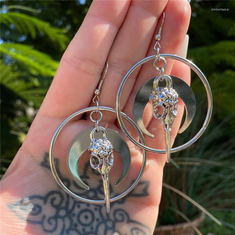 

Dangle Earrings Gothic Metal Moon Bat Geometry For Women Punk Fashion Retro Hip Hop Charm 90s Aesthetics Jewelry