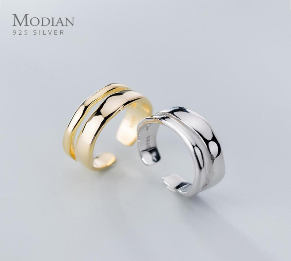 

Modian Gold Color Double Circle Genuine Sterling Silver 925 Ring for Women Open Adjustable Finger Fashion Fine Jewelry Gift8392091