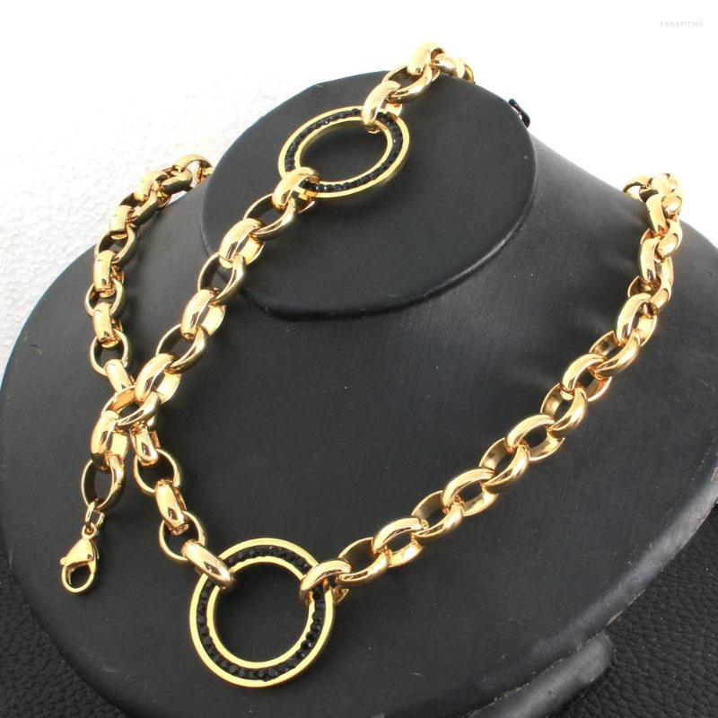 

Necklace Earrings Set Wholesale Gold Color Stainless Steel Vintage Jewelry Round Bracelet Sets For Woman Gift SGEZAWDB, Picture shown