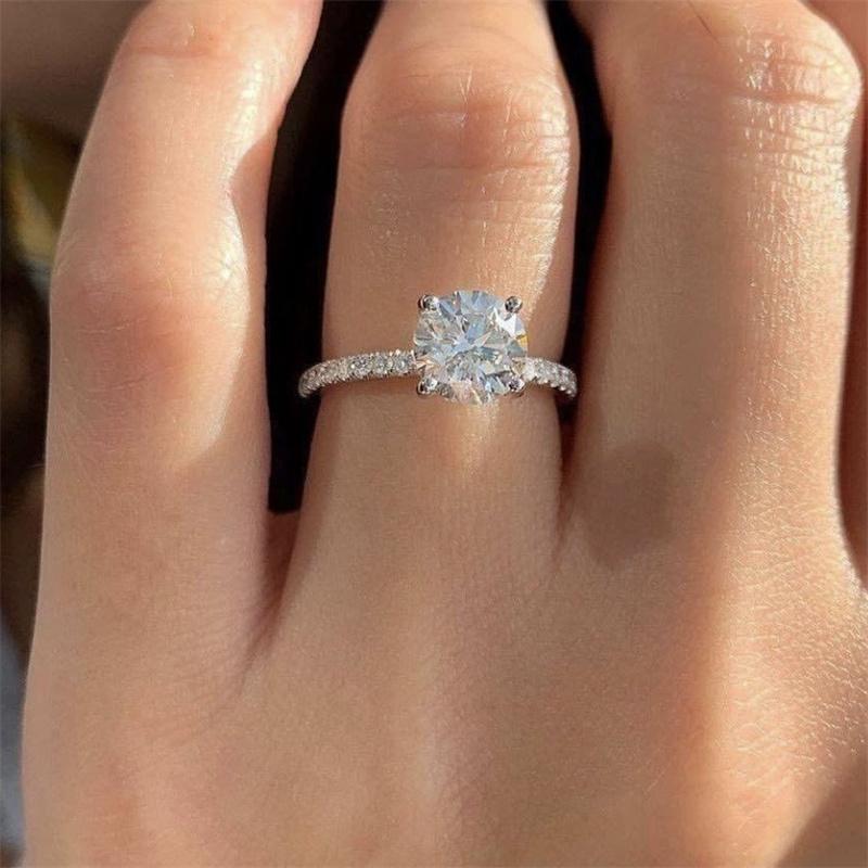 

Wedding Rings Fashion Simple Inlaid Rhinestone Zircon For Women Girls Party Engagement Marriage Creative All-match JewelryWedding