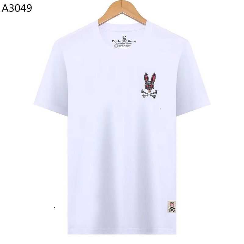 

Psycho 2023 Summer New T-shirt Fashion Brand Skull Rabbit Bunny Front and Back Printed Men's Short Sleeves 2dlp 0slo, Black