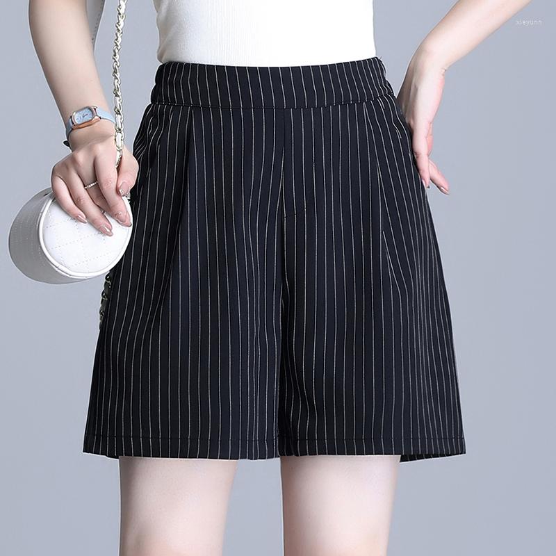 

Women's Shorts Suit Female Large Size Summer Korean Fashion Versatile Commuter High Waist Straight Casual Striped Five-point, Pink