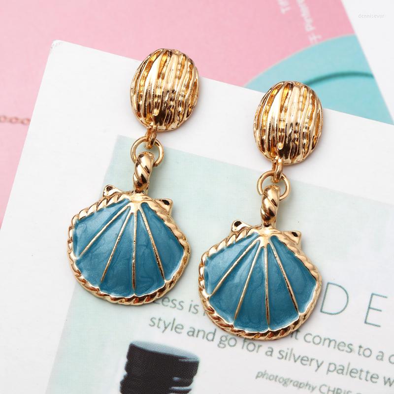 

Dangle Earrings ZOSHI Fashion Sea Shell Stone Brincos For Women Gold Color Pendant Earring Femal Beach Summer Jewelry Gift