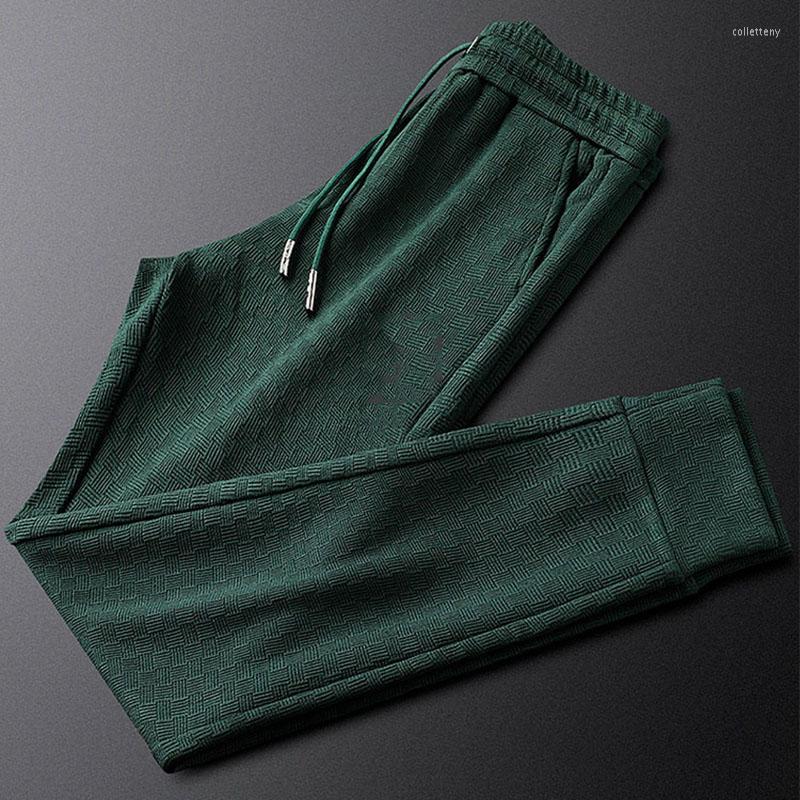 

Men's Pants Light Luxury Green Casual Sports Men's Autumn And Winter Slim Knitted Jacquard Sweatpants Trend, Black