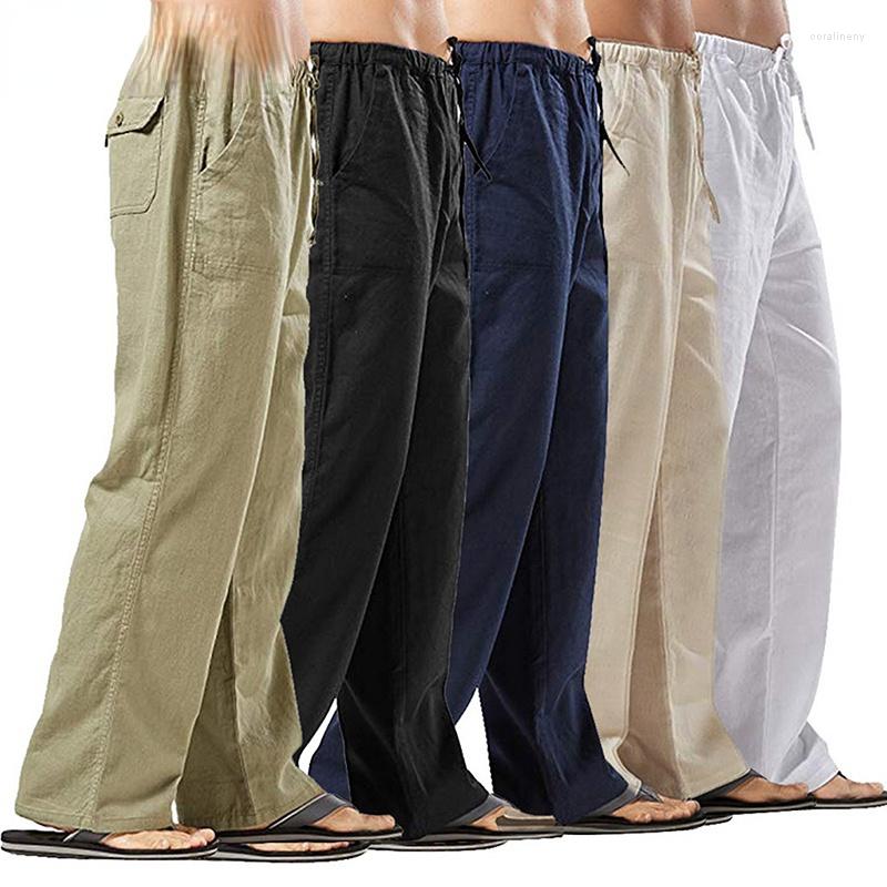 

Men's Pants Autumn Linen Wide Men Korean Trousers Oversize Linens Streetwear Male Spring Yoga Casual Clothing Sweatpants, Black