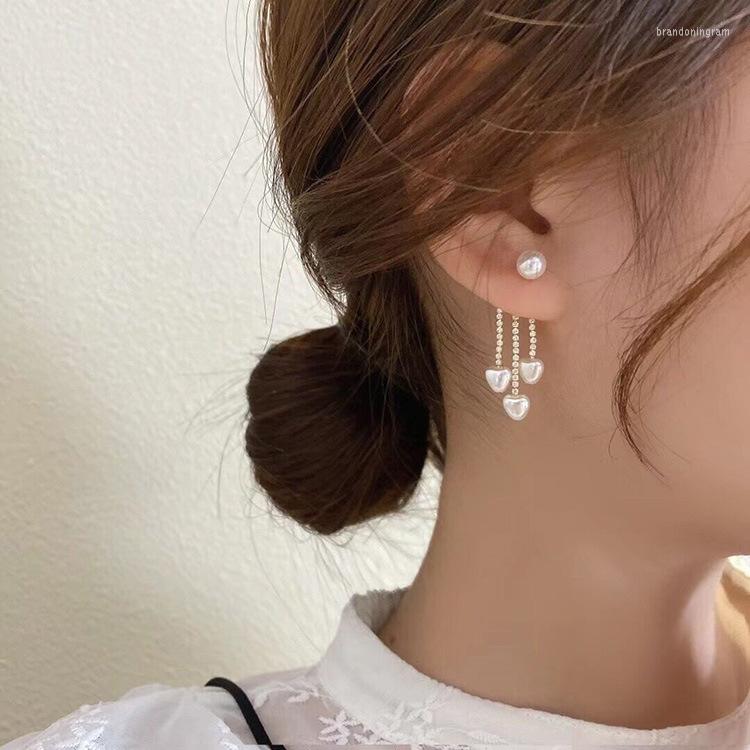 

Stud Earrings 925 Silver Needle French Pearl Small Love Exquisite Versatile Gentle Minority Design Sense For Girls Jewelry.