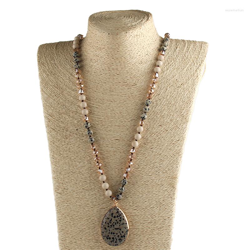 

Pendant Necklaces Fashion Bohemian Jewelry Natural Stone Crystal Knotted And Stones Drop Women Gift