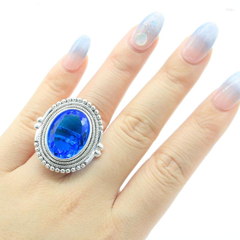 

Cluster Rings 32x29mm Sublime Antique 12.9g Swiss Blue Topaz For Man Gift Silver Ring Daily Wear Drop