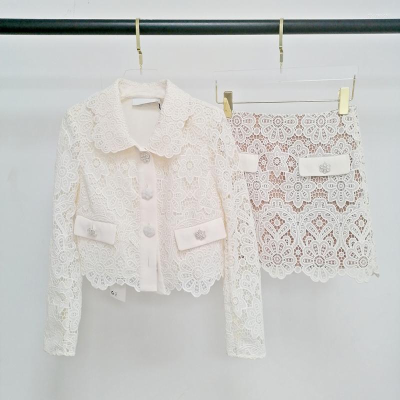 

Women' Jackets 2023 Summer Arrive Lace Flower Women Sets Short Cut Out Blouse Half Lined Wrap Skirt, Only skirt