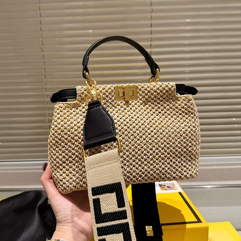 

Classic Straw Shoulder Bags Handbags Italy Roma Brand 2023 Genuine Leather Sunshine Grass Totes Fashion Women Crochet Crossbody Luxury Designer Bags, Green