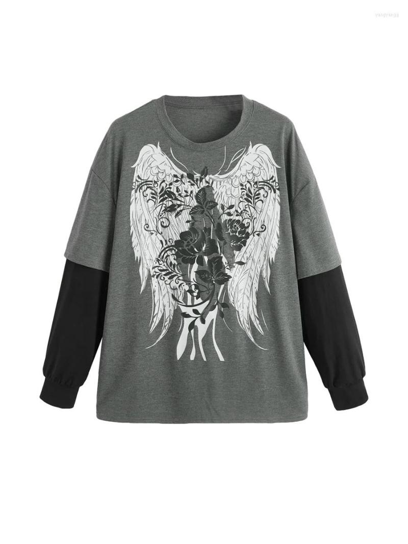 

Women' Hoodies Women Y2K Long Sleeve Tops Fairy Grunge Aesthetic Shirts Vintage Graphic E-Girl Teen Tee Streetwear, Wings green