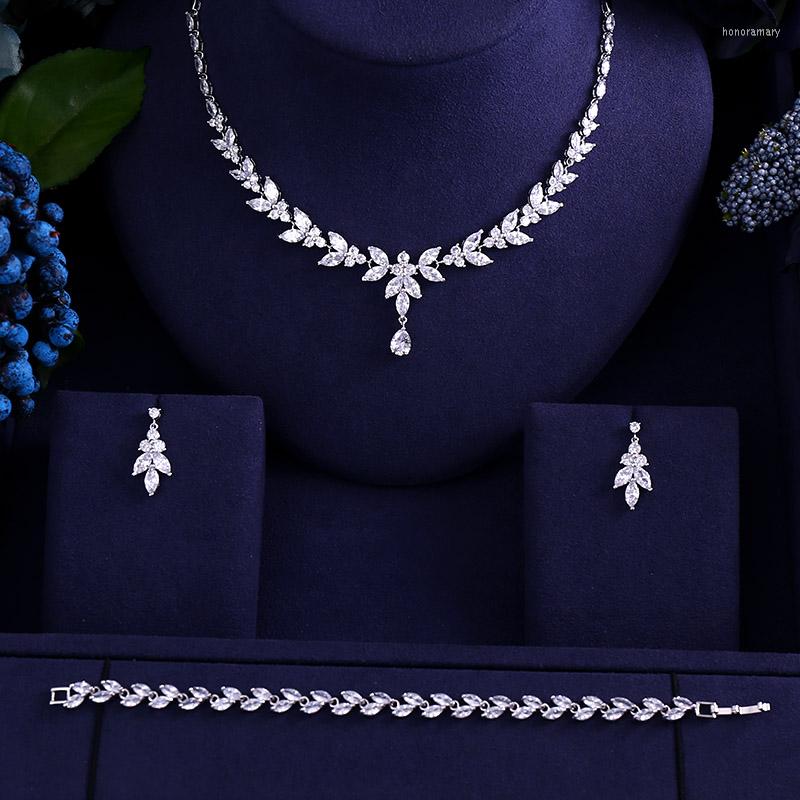 

Necklace Earrings Set Est Luxury Sparking Brilliant Cubic Zircon Clear Wedding Bridal Dress Accessories, Picture shown