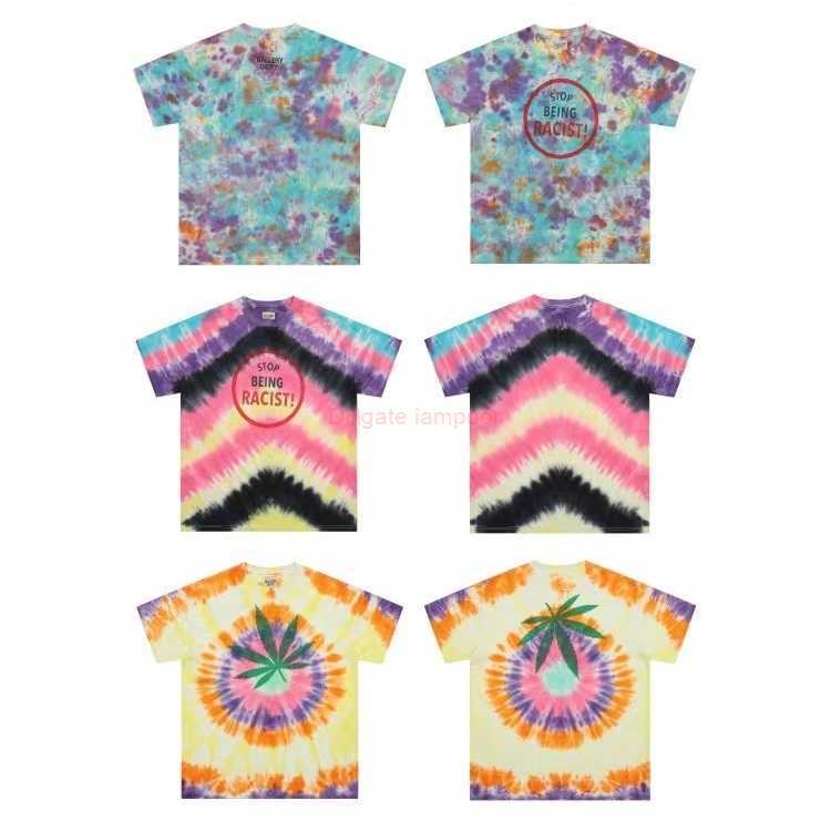

Designer Fashion Clothing Tees Tshirt High Version Galleryes Depts Tie Dyed Letter Printed Short Sleeved High Street Trendy Brand Loose Fitting American Casual Was, Image color 01