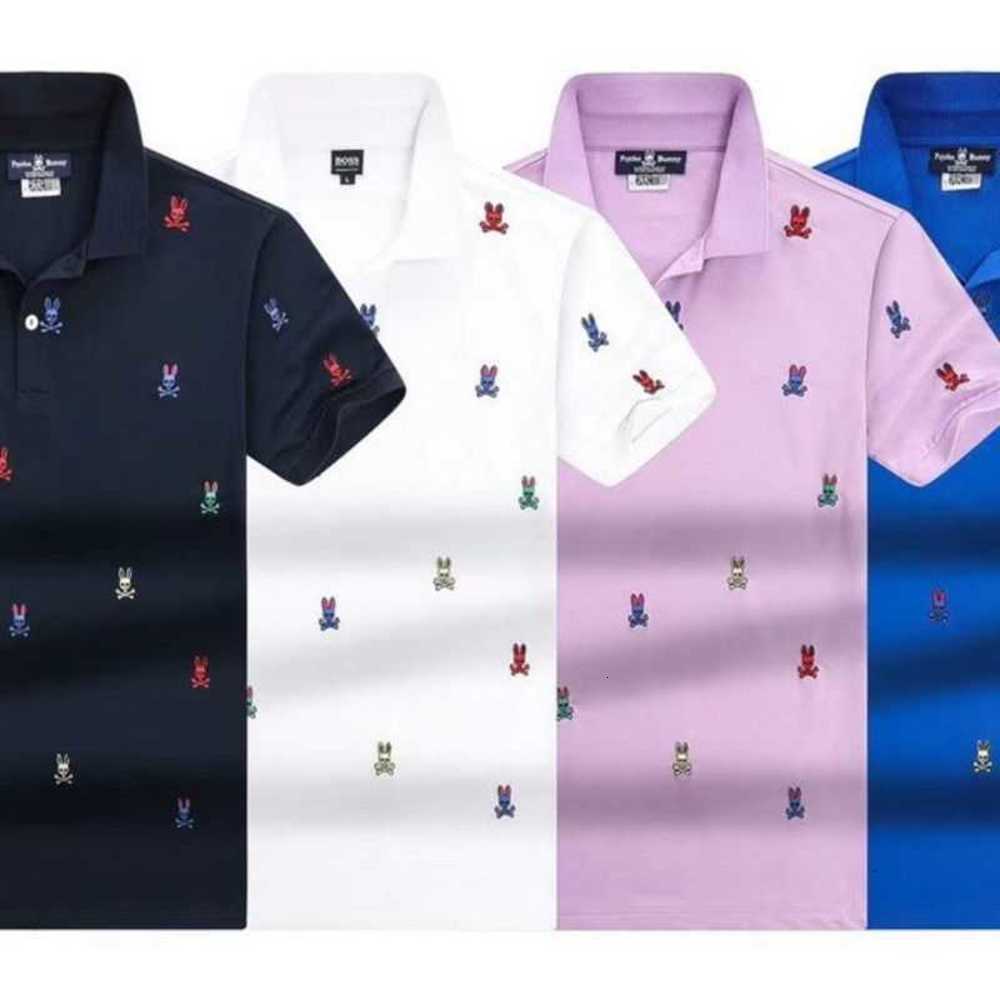 

Psycho Bunny Polo Shirt t 23 New Fashion Brand Cartoon Skull Rabbit Full Screen Embroidered Men's Casual Pearl Cotton Versatile 0qr7, Violet