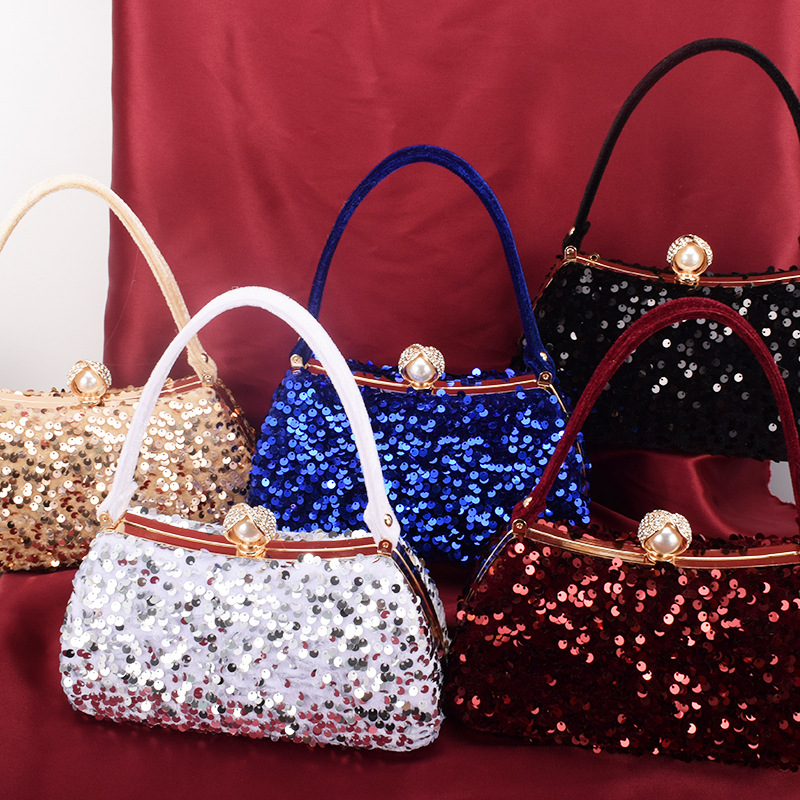 

Shiny Women Sequin Clutch Bag Lady Wedding Bridal Evening Purse Hand Bags, Burgundy
