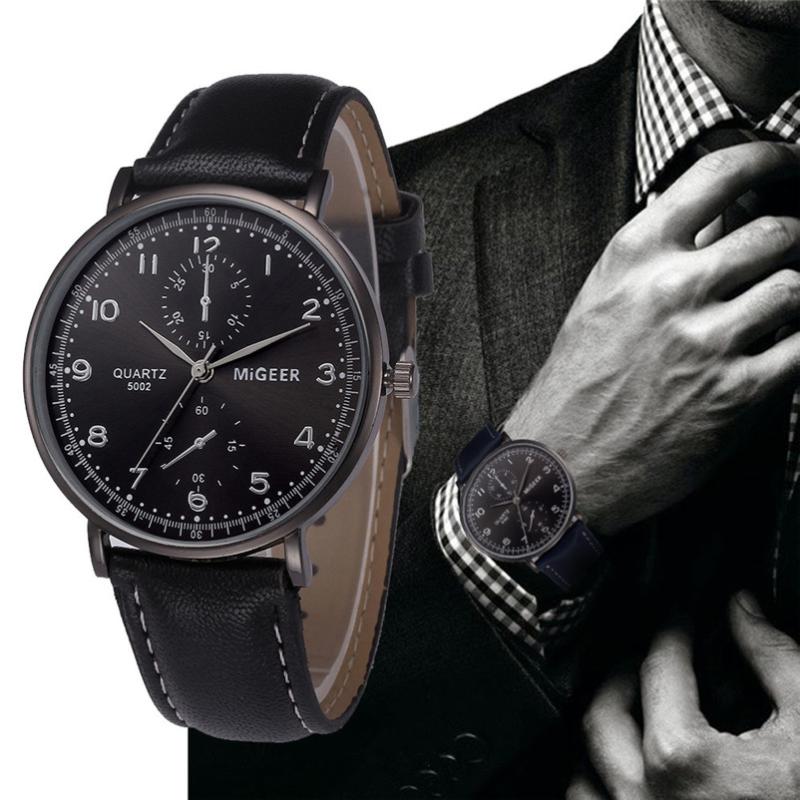 

Wristwatches Brand Watches Men Retro Design Leather Band Analog Alloy Quartz Wrist Watch Fashion Date Clock Man Hour Relogio Masculino A60, Brown