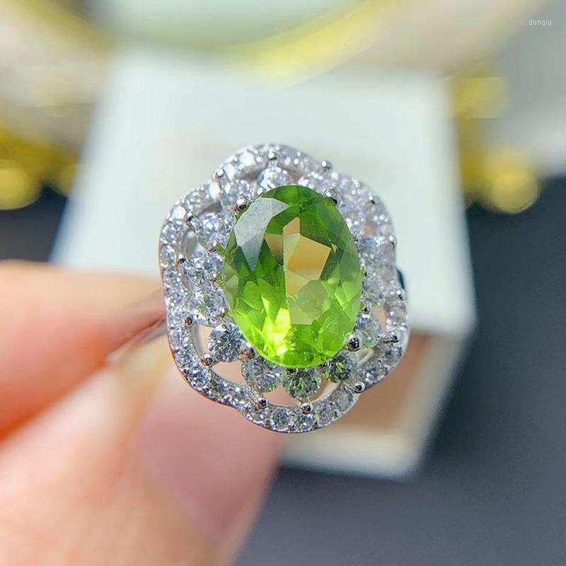 

Cluster Rings Natural Real Green Peridot Luxury Ring 925 Sterling Silver 8 10mm 2.5ct Gemstone Fine Jewelry T232234