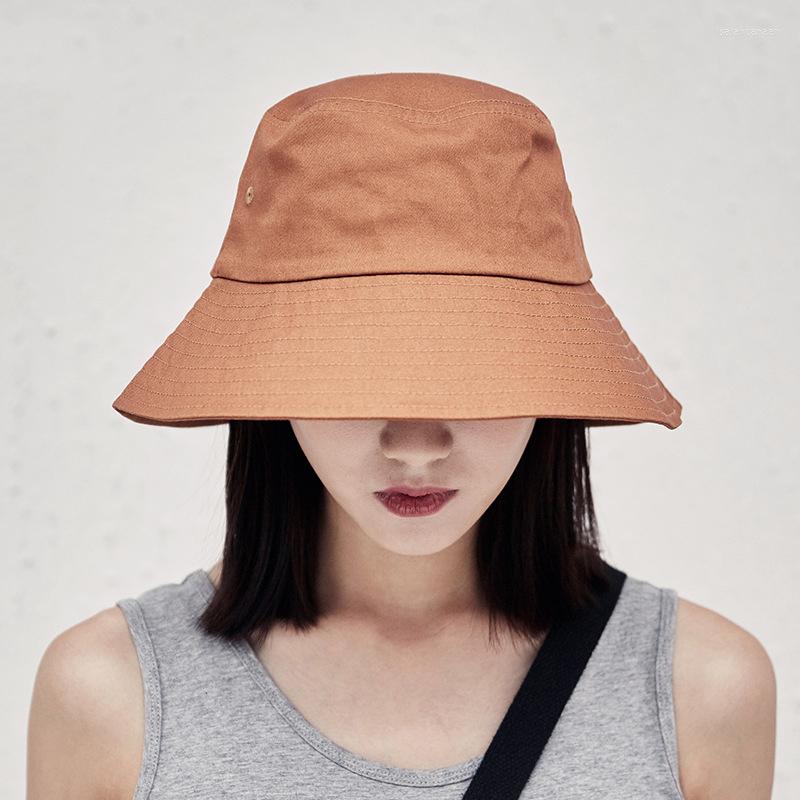 

Berets Summer Bucket Hat Solid Color Cotton Ladies Girls Foldable Suncreen Hats For Women Fisherman Cap, White