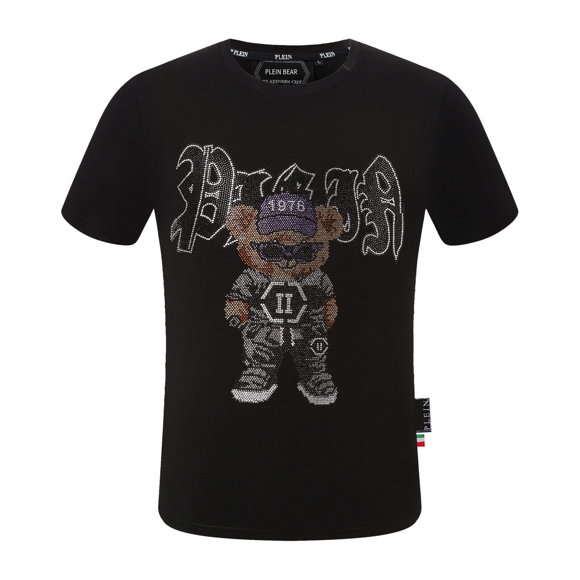

PLEIN BEAR T SHIRT Mens Designer Tshirts Brand Clothing Rhinestone PP Skulls Men T-SHIRT ROUND NECK SS SKULL Hip Hop Tshirt Top Tees 161284, Black