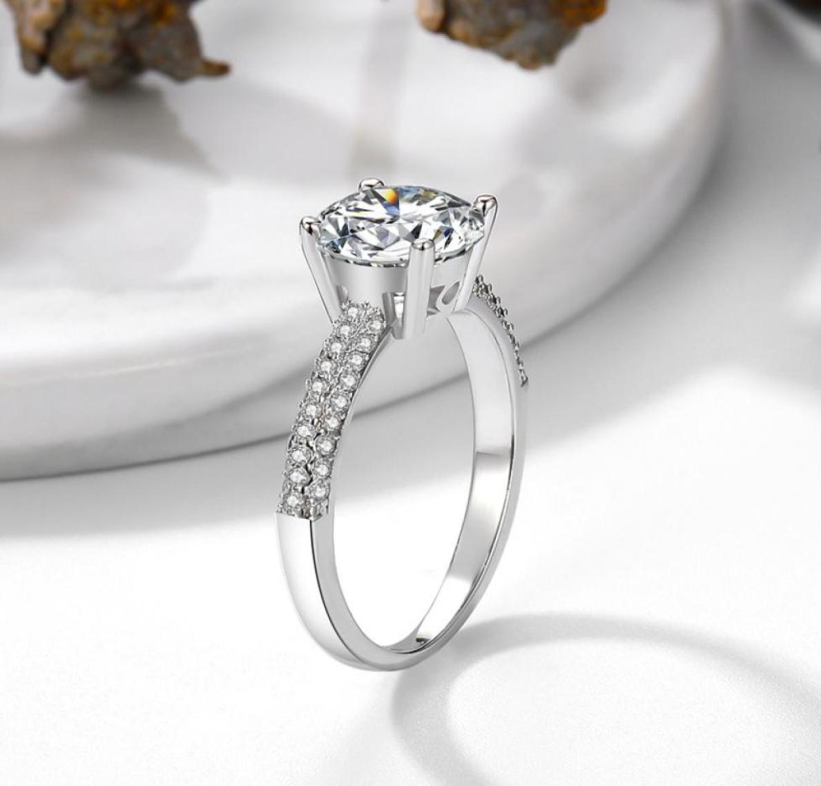 

Big CZ Diamond Half Eternity Rings Rose Gold And Silver Color Prongs Crown Wedding Jewelry Rings For Women8805678