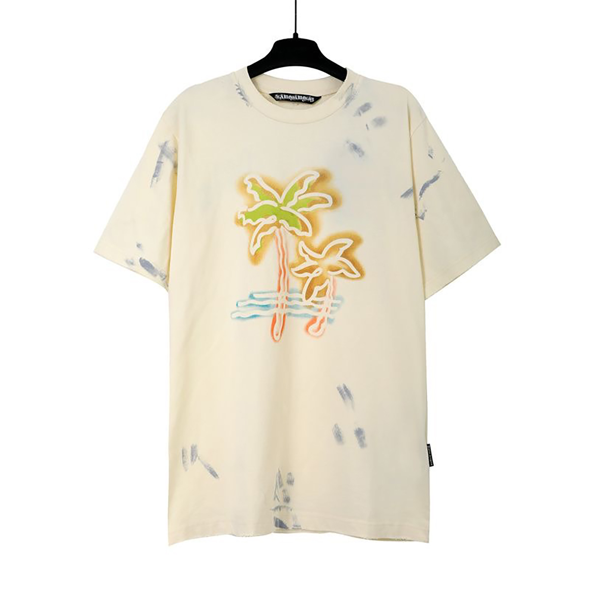 

Mens Shirts Womens T Shirt Plam Designer Angels Short Seelve Coconut Tree Graffiti Summer Graphic Tees Cotton Casual Luxury Hip Hop Streetwear Oversized, Beige