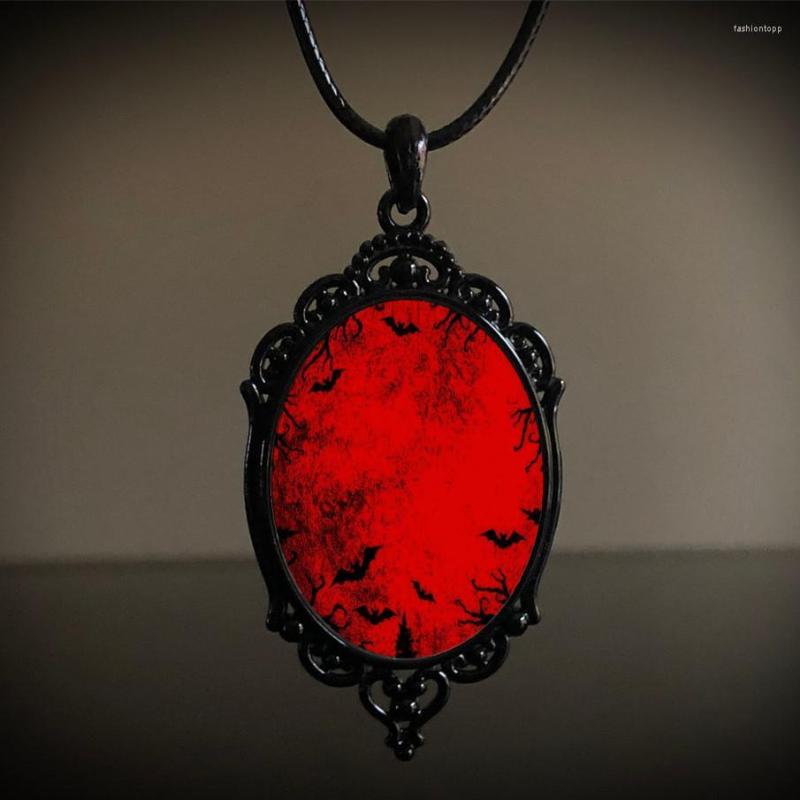 

Pendant Necklaces Red Moon Witches Night Gothic Necklace - Black Witch Bats