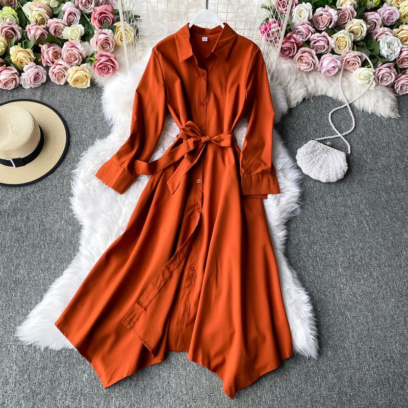 

Casual Dresses High Quality Shirt Dress Woman Korean Elegant For Women Long Sleeve Spring Autumn 2023 Vestido De Mujer Pph3129, Black