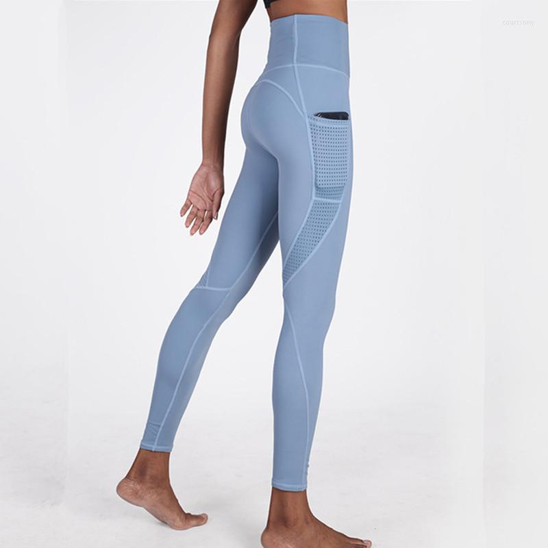 

Active Pants CretKoav Yoga Pant Summer Thin Style Sports Leggings For Women Fitness High Waist Side Pocket Breathable Tight Running Legging, Black