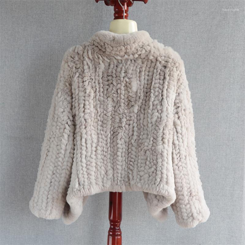 

Women's Jackets Women's Winter Fur Coat Warm Imported Natural Rex Hair Double Sided Knitted Cardigan Thickened Soft, Beige
