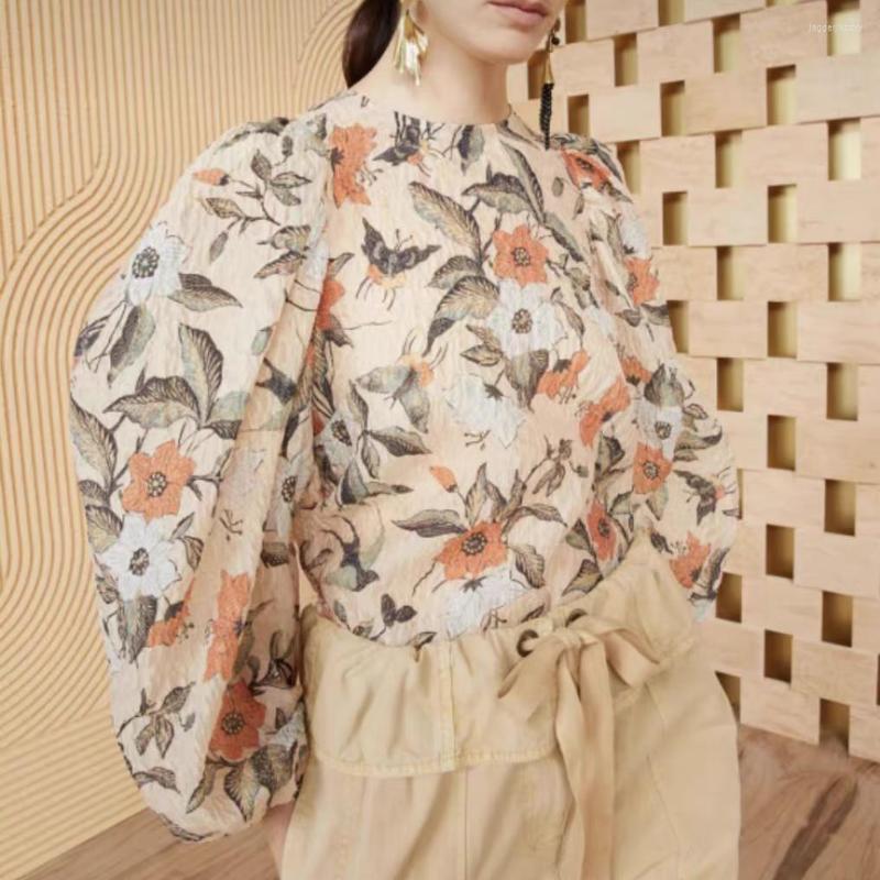 

Women's T Shirts Women's Silk Blend Retro Print Shirt Tops