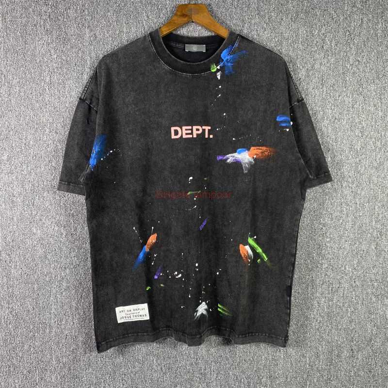 

Designer Fashion Clothing Tees Tshirt Galleryes Depts Color Splash Letters Wash Old Short Sleeved Tee High Street Mens Womens Loose Tshirt Fashion Luxury Casual Top, Black