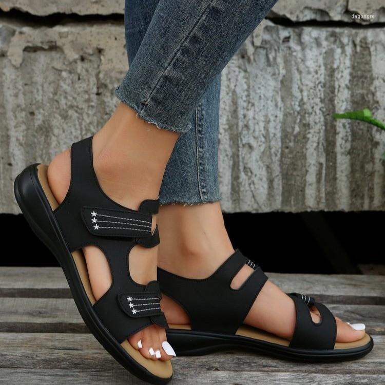 

Sandals Platform Women 2023 Summer Simple Temperament Roman Wear Beach Shoes Genuine Leather Casual, Black